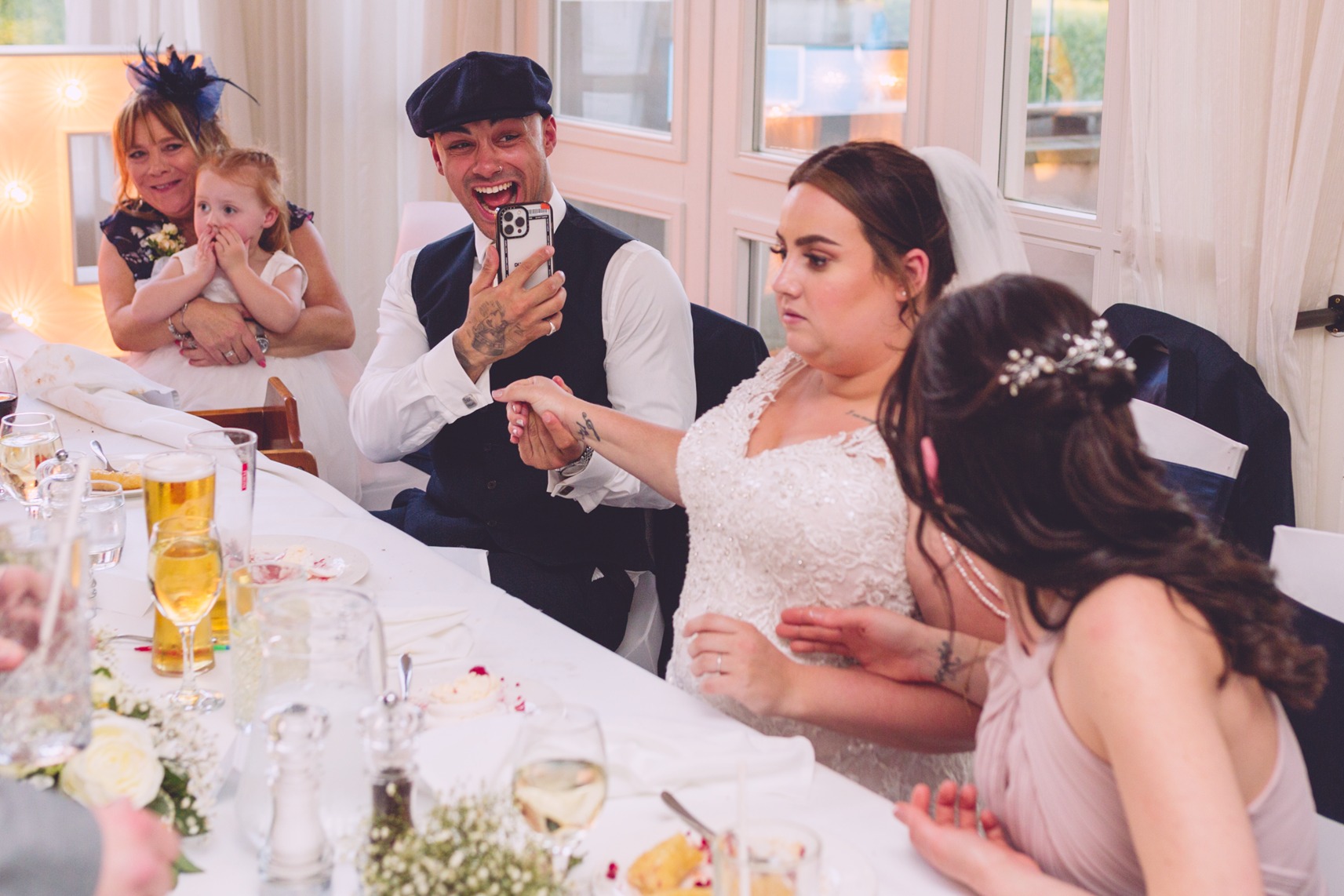 shocked bride singing waiters