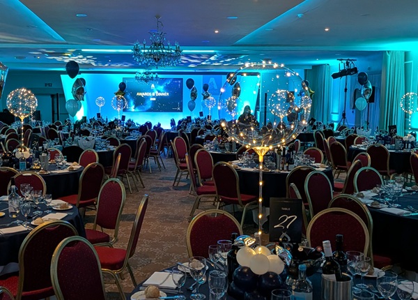 Room ready for Dinner and Awards at Bank House Hotel, Worcester - The Elgar Suite - Silver Service Singers