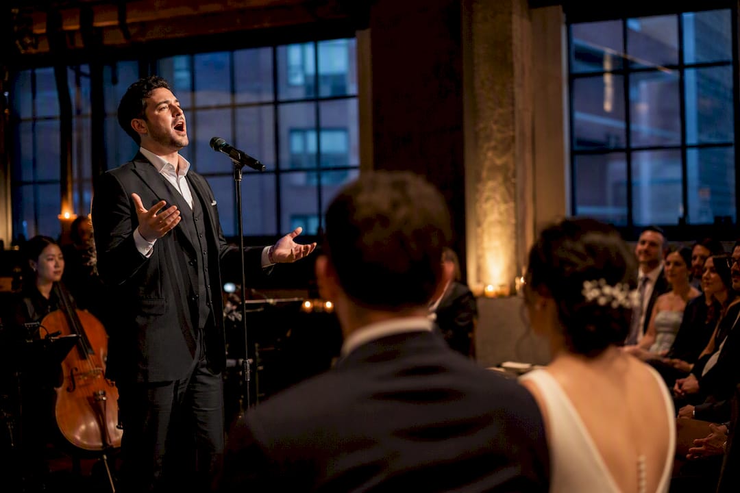Vocalist performing at a wedding ceremony
