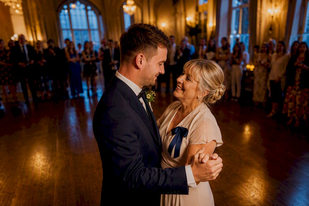 Mother and son dancing at wedding