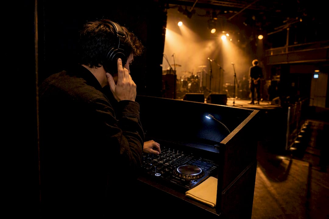 DJ managing a live act changeover