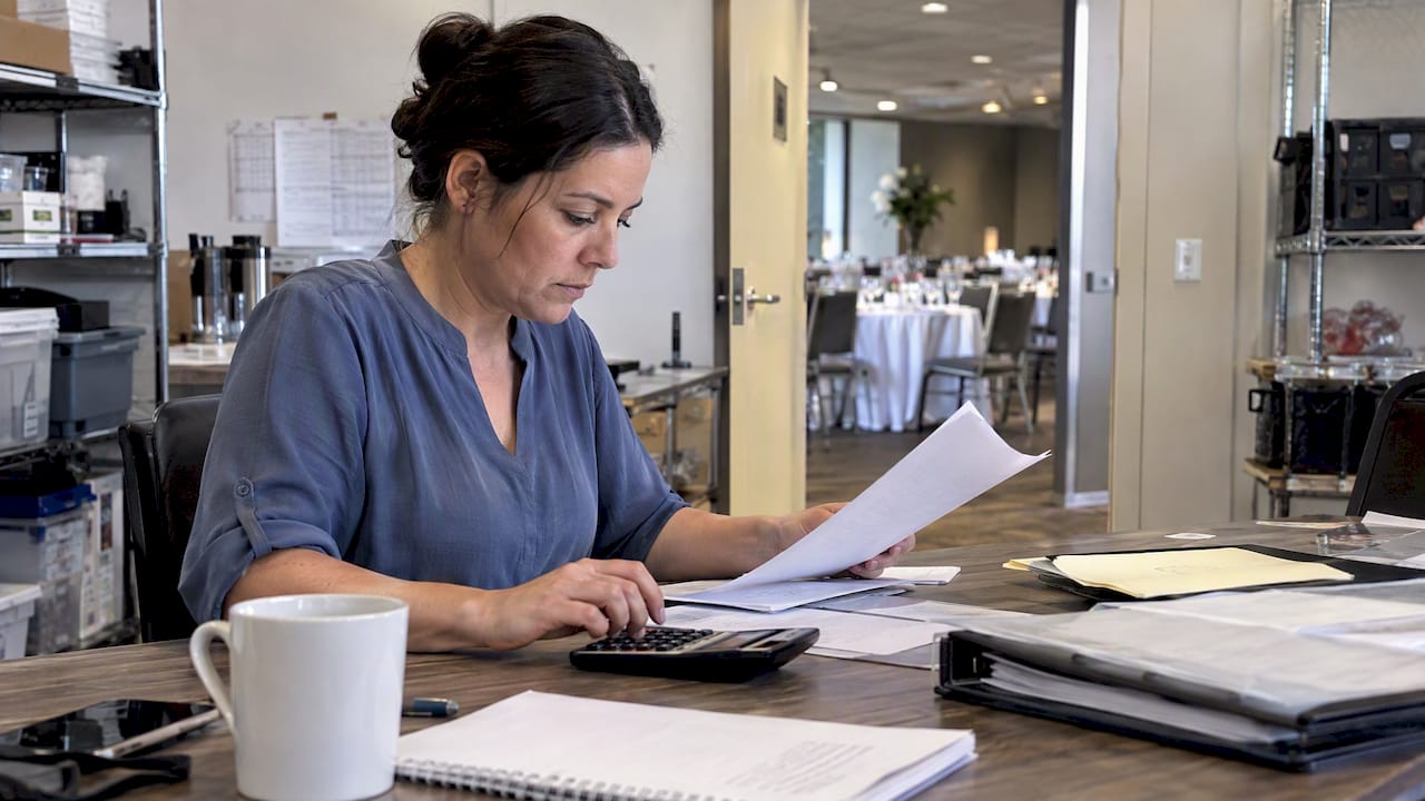 Planner comparing corporate event supplier costs